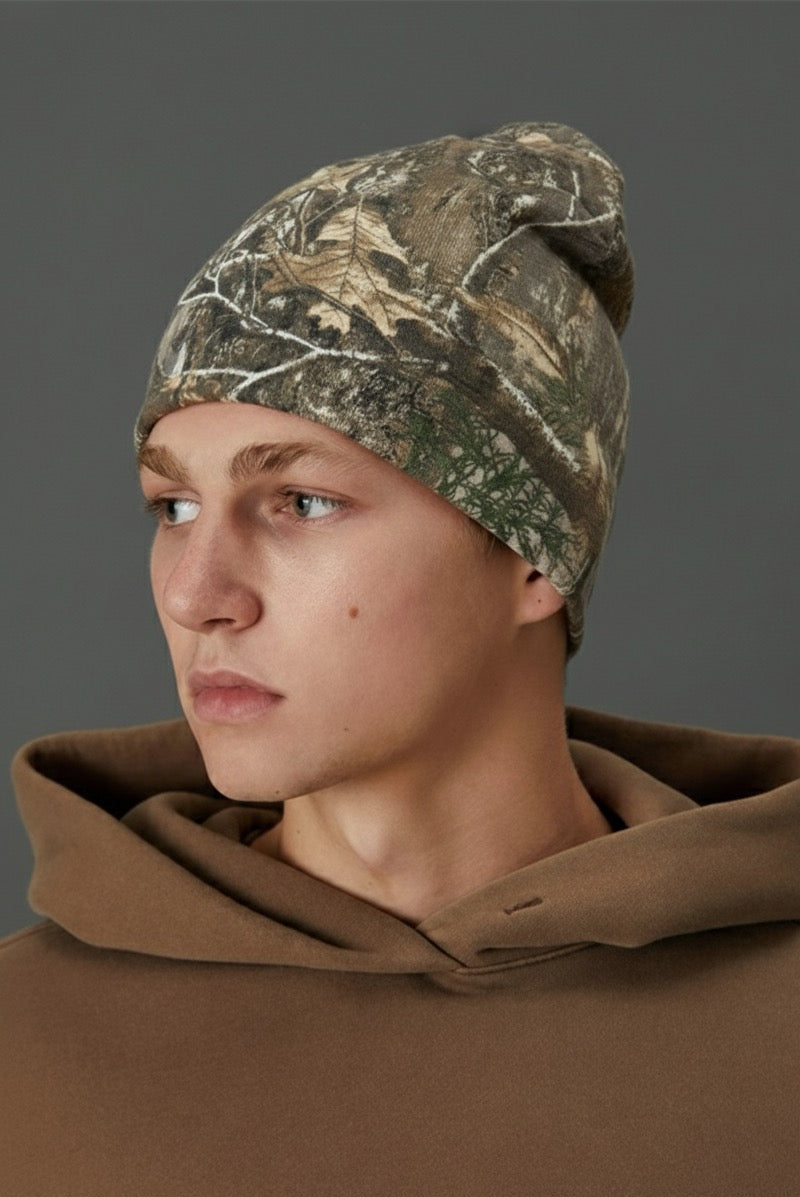 Camo Print Knit Beanie