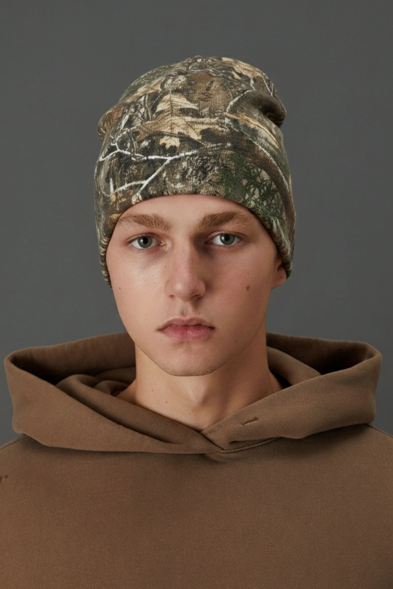 Camo Print Knit Beanie