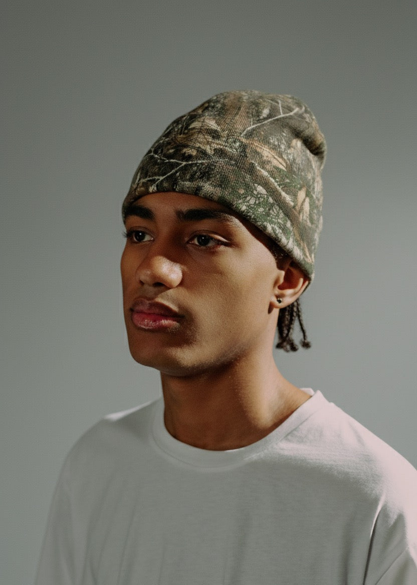 Camo Print Knit Beanie