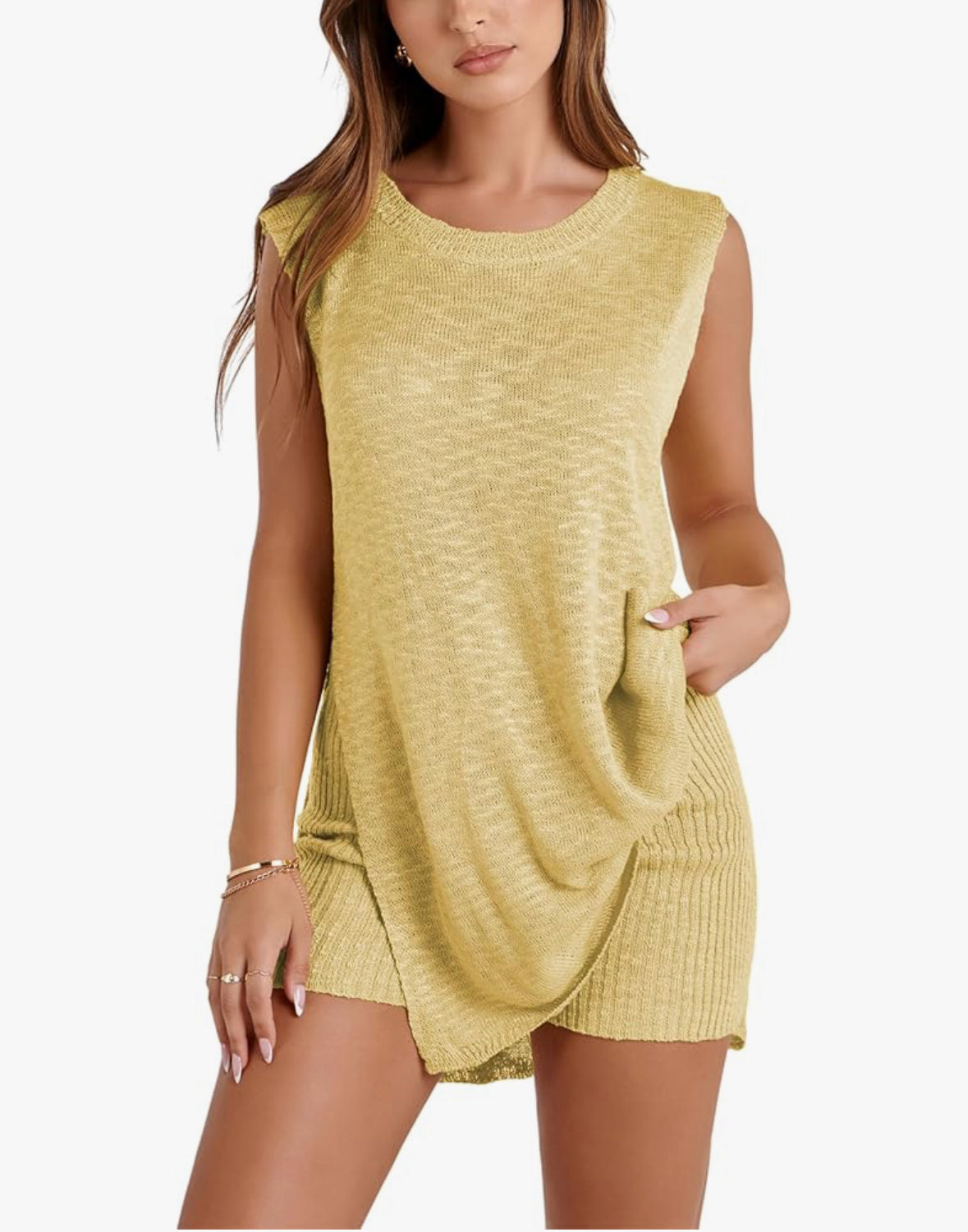 Sleeveless Tunic Top & Shorts Matching Set