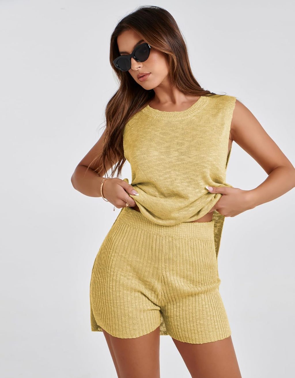 Sleeveless Tunic Top & Shorts Matching Set