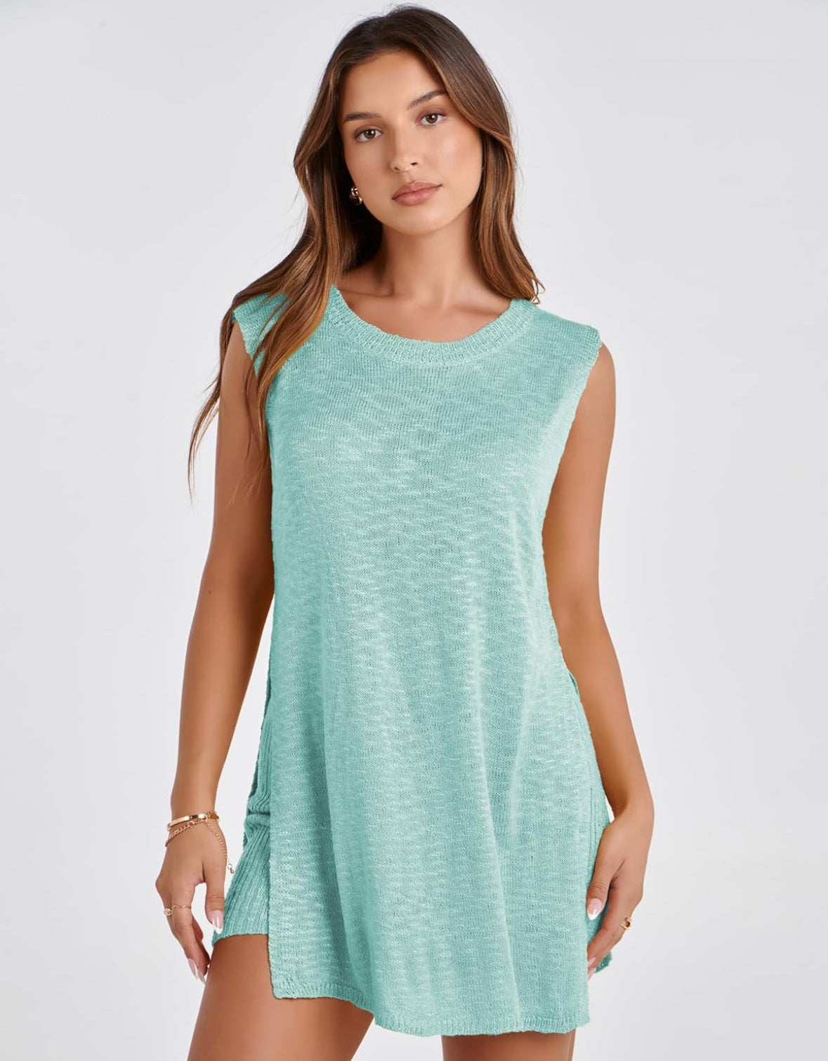 Sleeveless Tunic Top & Shorts Matching Set